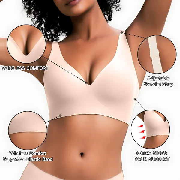VrC Vivid Bloom V-Neck Wireless Bra - Comfort & Lift for Women (VB)