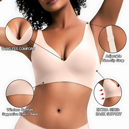 VrC Vivid Bloom V-Neck Wireless Bra - Comfort & Lift for Women (VB)