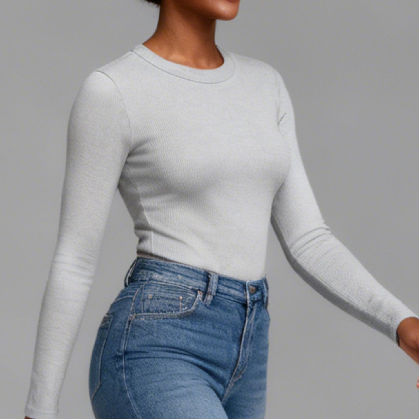 VRCÔMFY Women's Slim Fit Ribbed Long Sleeve Top