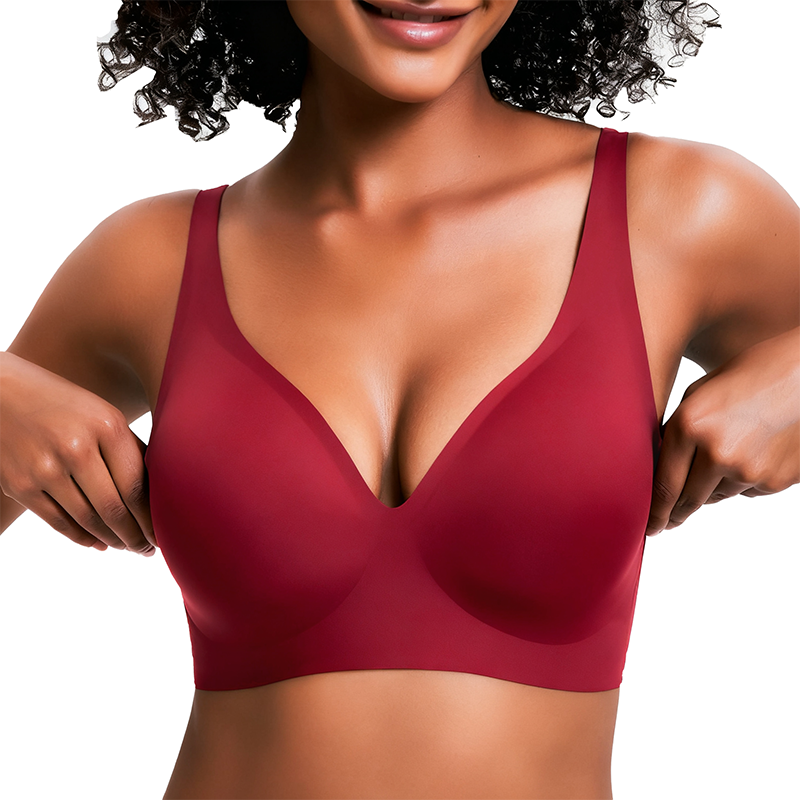 VrC Vivid Bloom V-Neck Wireless Bra - Comfort & Lift for Women (VB)