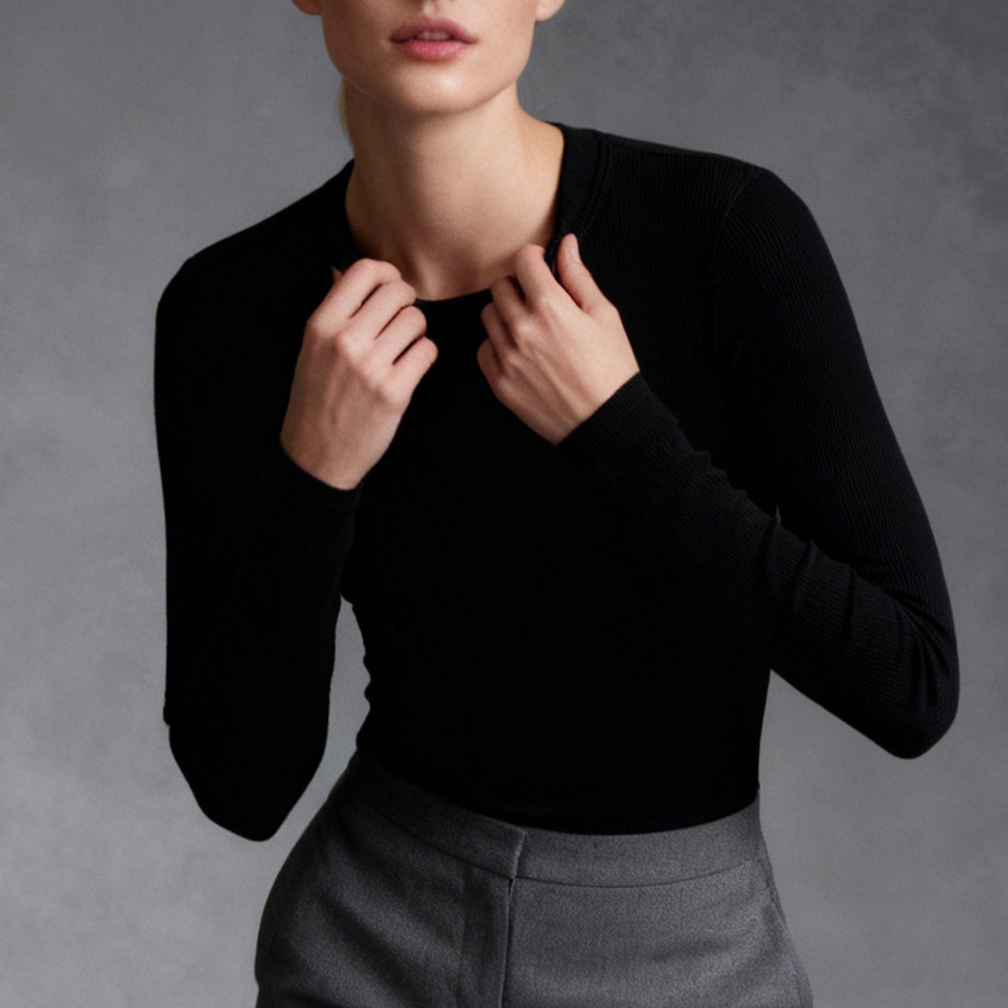 VRCÔMFY Women's Slim Fit Ribbed Long Sleeve Top