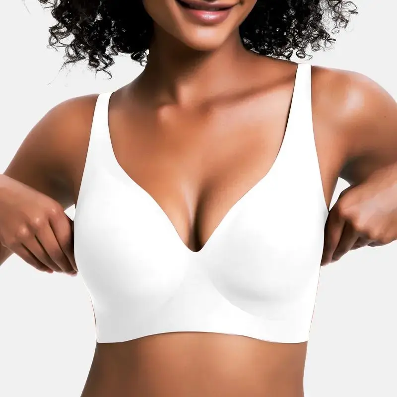 VrC Vivid Bloom V-Neck Wireless Bra - Comfort & Lift for Women (VB)