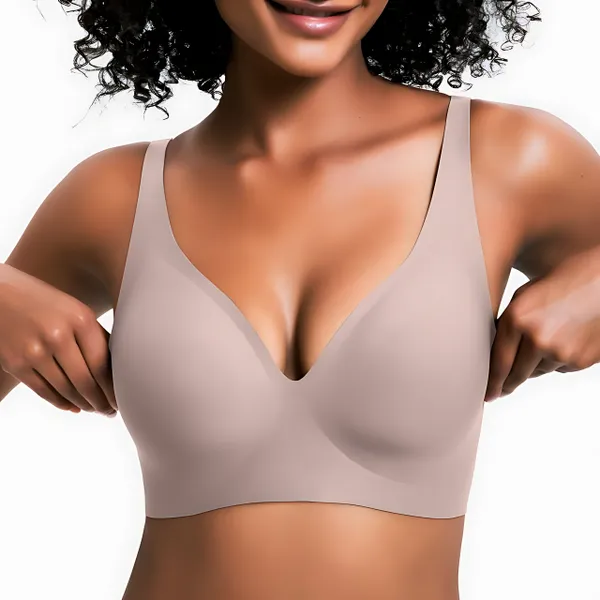 VrC Vivid Bloom V-Neck Wireless Bra - Comfort & Lift for Women (VB)